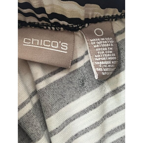 Chicos Black Tan Striped Pull On Maxi Skirt Size 0 (S) Fall Casual - Picture 2 of 14